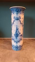 Antieke Delfts Blauwe Vaas - 1920, Gebruikt, Blauw, Aardewerk of Porselein, Ophalen of Verzenden