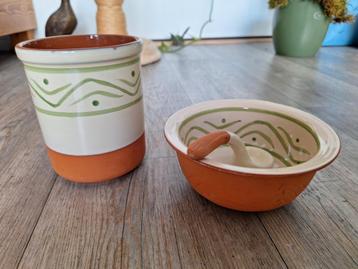 Set van gerei pot, met schaaltje en lepeltje terracotta beschikbaar voor biedingen