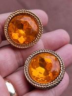 Vintage 1980 gemerkt cognac clip oorbellen, Sieraden, Tassen en Uiterlijk, Ophalen of Verzenden, Goud, Oorbellen