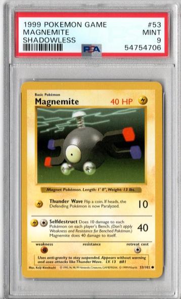 Magnemite Shadowless Psa 9 Base set 1999 beschikbaar voor biedingen