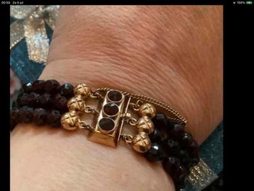Geweldige antieke gouden armband edelsteen Granaat 14 k slot beschikbaar voor biedingen