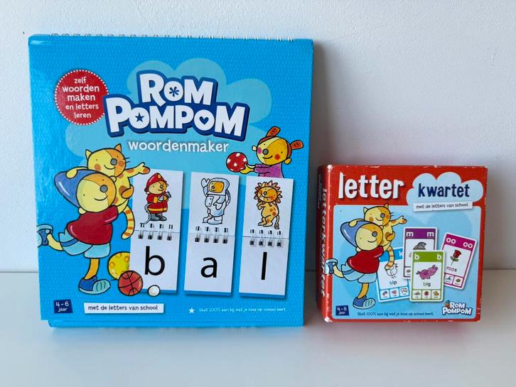 Rom Pompom Woordenmaker + letterkwartet / Zwijsen, Kinderen en Baby's, Speelgoed | Educatief en Creatief, Zo goed als nieuw, Puzzelen
