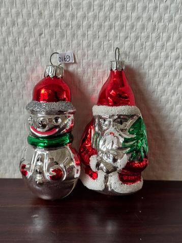 Vintage Zilver met Rode Kerstbal Figuur, Kerstman Sneeuwpop beschikbaar voor biedingen