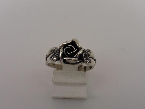 Zilveren damesring roos (klemring)                       Z58, Sieraden, Tassen en Uiterlijk, Ringen, Gebruikt, Dame, 18 tot 19