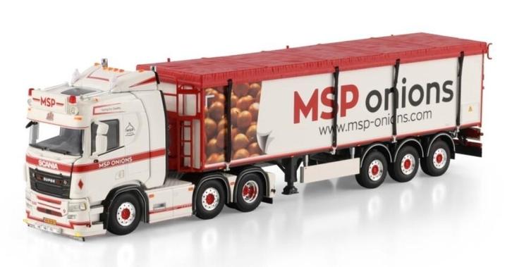 WSI SCANIA R NORMAL + TRAILER - MSP ONIONS, Hobby en Vrije tijd, Modelauto's | 1:50, Nieuw, Bus of Vrachtwagen, Wsi, Ophalen of Verzenden