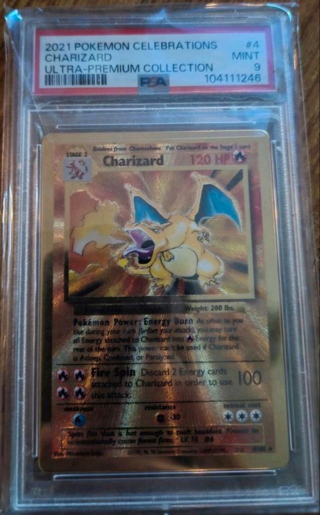 Metal charizard psa9 ,UPC Celebrations ultra RARE, Hobby en Vrije tijd, Verzamelkaartspellen | Pokémon, Zo goed als nieuw, Ophalen of Verzenden