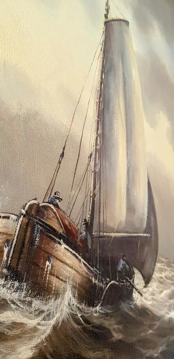 H.C.HOKKEN(1927-1988) ZEEGEZICHT STORM V KUST  GEORFD 100X80 beschikbaar voor biedingen