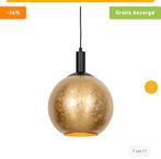 Design Hanglamp Bert - Zwart met Goud Glas (Nieuw), Ophalen, Nieuw, Glas, 75 cm of meer