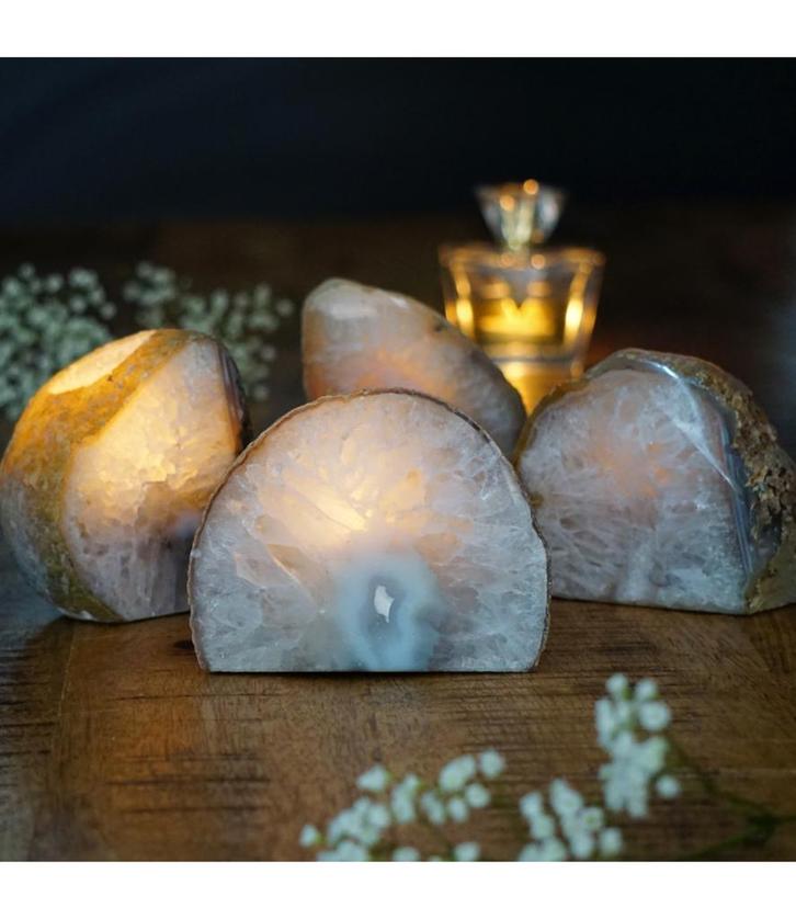 Schitterende Agaat Theelichthouders – Diverse Kleuren, Huis en Inrichting, Woonaccessoires | Kandelaars en Kaarsen, Nieuw, Kandelaar