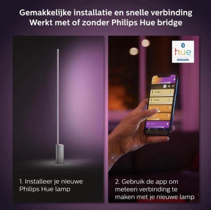2 STUKS PHILIPS HUE singe hue floor lamp aluminium 1x32w 24v, Huis en Inrichting, Lampen | Plafondlampen, Zo goed als nieuw, Ophalen
