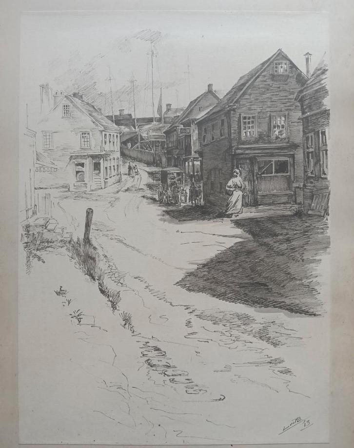 Louis van der Pol (1896-1982) - Dorpsgezicht Volendam 1913, Antiek en Kunst, Kunst | Schilderijen | Klassiek, Ophalen of Verzenden