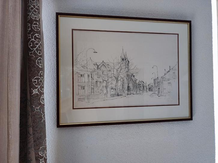 Tekening Oirschot, Antiek en Kunst, Kunst | Etsen en Gravures, Ophalen of Verzenden
