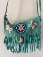 Turquoise Suede Ibiza boho tasje, Ophalen of Verzenden, Zo goed als nieuw, Schoudertasje