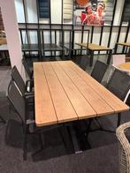 Aluminium Eettafel - 6 stapelbare aluminium stoelen, Tuin en Terras, Ophalen, Gebruikt, Rechthoekig, Hout