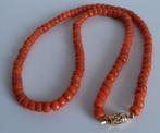 Bloedkoraal met een mooi 14 karaat filigrain slot, Verzenden, Goud, Ketting, Met edelsteen