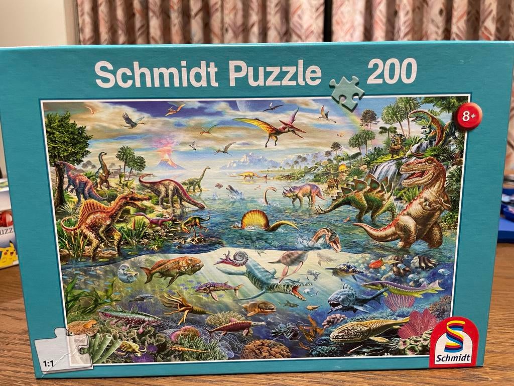 Schmidt Puzzle 200 stukjes - Dinosauruswereld, Ophalen, Minder dan 500 stukjes, Zo goed als nieuw, Legpuzzel