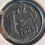 1 cent 1943 ZINK, Postzegels en Munten, Munten | Nederland, Ophalen of Verzenden, Koningin Wilhelmina, 1 cent, Losse munt