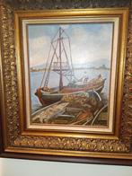 Schilderij van boot door R.v.d. Heuvel, Antiek en Kunst, Kunst | Schilderijen | Klassiek, Ophalen of Verzenden