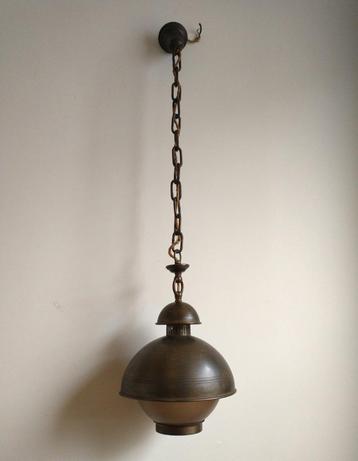 Messing/glazen designlamp 30er – 40er jaren beschikbaar voor biedingen