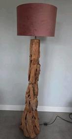 Prachtige houten lamp incl lampenkap, Huis en Inrichting, Ophalen, Zo goed als nieuw, 150 tot 200 cm