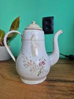 Wit emaille koffiepot met bloemen., Ophalen of Verzenden