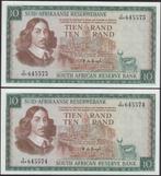 South Africa 10 Rand 1975 Consecutive Error Pair, Postzegels en Munten, Bankbiljetten | Afrika, Setje, Zuid-Afrika, Ophalen of Verzenden
