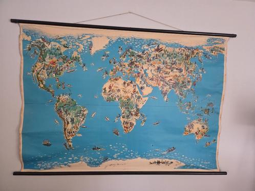 schoolplaat Wereld Westermann, Antiek en Kunst, Antiek | Schoolplaten, Aardrijkskunde, Ophalen