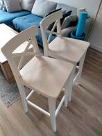 IKEA. Witte Houten Krukken (2 stuks), Huis en Inrichting, Barkrukken, 60 tot 90 cm, Ophalen of Verzenden, Zo goed als nieuw, Hout
