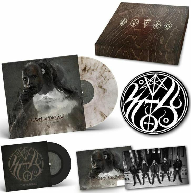 Dawn of disease limited numbered wooden box set sealed Vinyl, Cd's en Dvd's, Vinyl | Hardrock en Metal, Nieuw in verpakking, Ophalen of Verzenden
