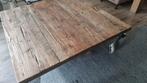Robuuste houten tafel met metalen poten 120 cm breed, Huis en Inrichting, Tafels | Salontafels, Ophalen, 100 tot 150 cm, Vierkant