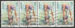 Europa CEPT België 2001 MiNr. 3039 gestempeld strook van 4, Postzegels en Munten, Postzegels | Europa | België, Europa, Verzenden