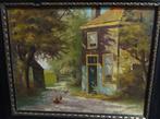 Olieverf schilderij “Huis met erf” gesigneerd A. Peters, Ophalen