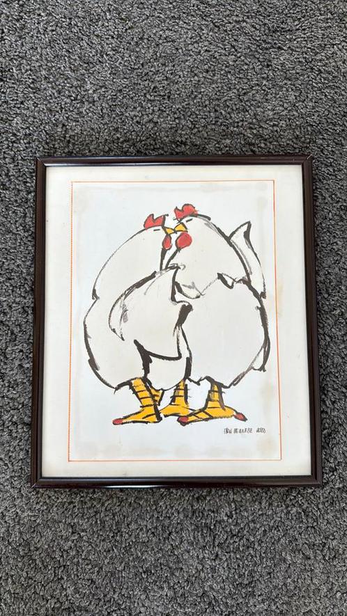 Zeefdruk van de kippenserie - Ellen Meuwese (1948, Antiek en Kunst, Kunst | Litho's en Zeefdrukken, Ophalen of Verzenden
