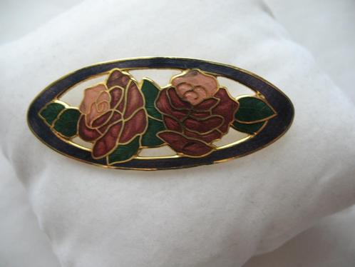 Opengewerkte Goudklr. Broche Emaille Ingeverfd, Sieraden, Tassen en Uiterlijk, Antieke sieraden, Broche, Overige materialen, Ophalen of Verzenden