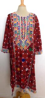 Ethnic/Afrika borduursels bewerkte rode jurk! L, Kleding | Dames, Jurken, Overige kleuren, Maat 42/44 (L), Ophalen of Verzenden