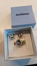 Melano gouden ring met 3 gekleurde steentjes, Sieraden, Tassen en Uiterlijk, Ringen, Ophalen of Verzenden, Zo goed als nieuw, 17 tot 18