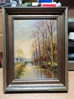 Piet van beek, olieverf op hout, man in bootje, Antiek en Kunst, Ophalen of Verzenden