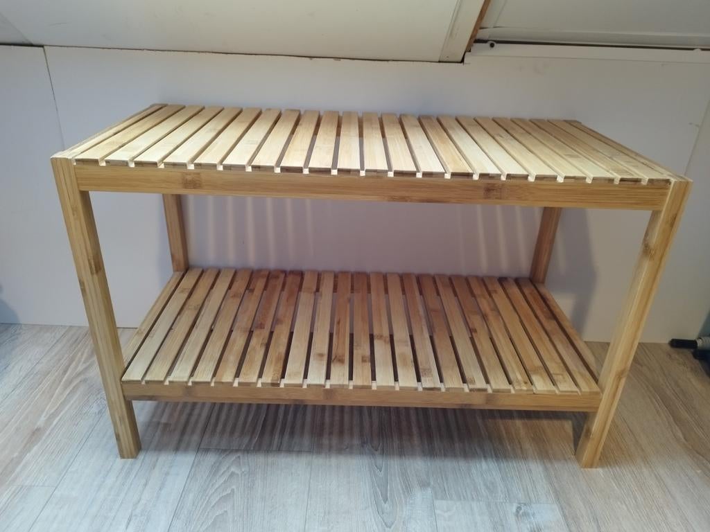 Bamboe schoenenrek hal kast bankje Japandi 79x38x50cm, Huis en Inrichting, Ophalen of Verzenden, Zo goed als nieuw