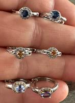 Saffier, Citrien, Tanzaniet oorbellen 925 zilver, Ophalen of Verzenden, Nieuw