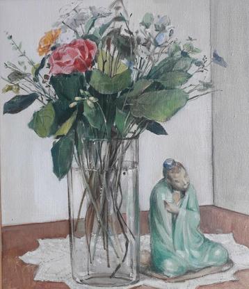 STILLEVEN BLOEMEN MET 2 ROZEN🌹BEELD>HAN HANSEN (1933-2024) beschikbaar voor biedingen