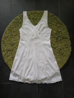 Vintage jaren 60 onderjurk / slip dress, bloem detail maat S, Vintage, Verzenden, Wit, Overige typen