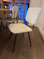 (8) Eetkamerstoelen met witte teddy stof per stuk, Ophalen, Zo goed als nieuw, Wit, Metaal