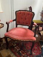 Antieke Fauteuil met Roze Velvet Bekleding, Ophalen