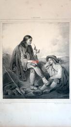 Antieke Litho 34x25cm. Per stuk te koop. Serie2., Antiek en Kunst, Ophalen of Verzenden