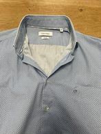 Calvin Klein slim fit overhemd met leuke print - Maat 38 / M, Calvin Klein, Blauw, Zo goed als nieuw, Halswijdte 39/40 (M)