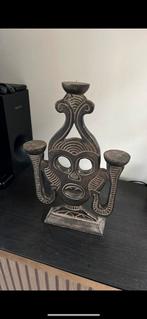 Vintage kandelaar – Afrikaans stijl beeld (3-arms), Overige materialen, ., Ophalen of Verzenden, Zo goed als nieuw