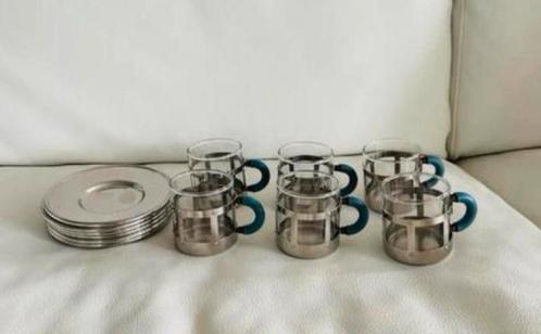 Koffiekopjes Alessi met schoteltjes 6 stuks ZGAN, Huis en Inrichting, Keuken | Servies, Zo goed als nieuw, Overige stijlen, Glas
