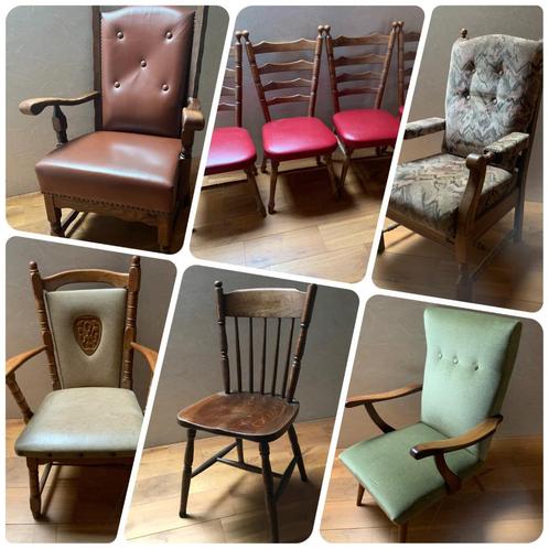 199. Diverse Mooie Stoelen, Huis en Inrichting, Stoelen, Gebruikt, Leer, Bruin, Ophalen