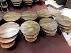 Naturelkleur ronde mangohouten salontafelset van drie stuks, 50 tot 100 cm, Minder dan 50 cm, Nieuw, Rond
