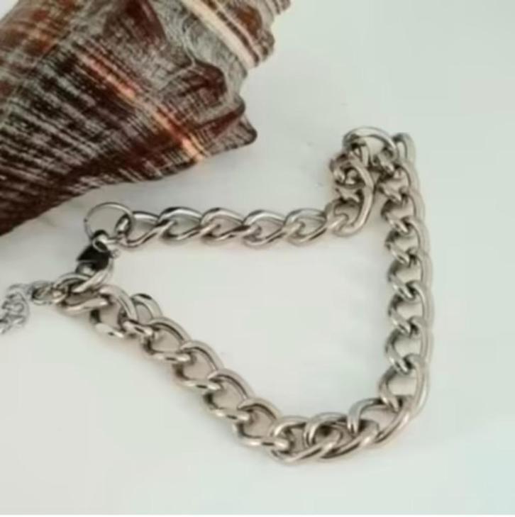 Grove schakelarmband Unisex  **Nieuw**, Sieraden, Tassen en Uiterlijk, Armbanden, Nieuw, Overige materialen, Zilver, Ophalen